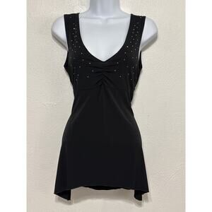 VTG 90s Y2K NWT MKM Going Out Top S Black Babydoll Open Back Asymmetrical Hem
